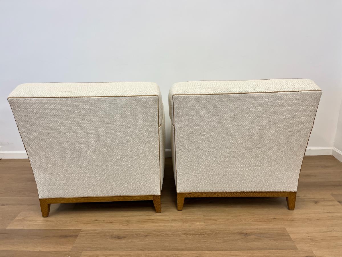 Anthony Lawrence Belfair Custom Club Chairs with Leather Trim, Pair