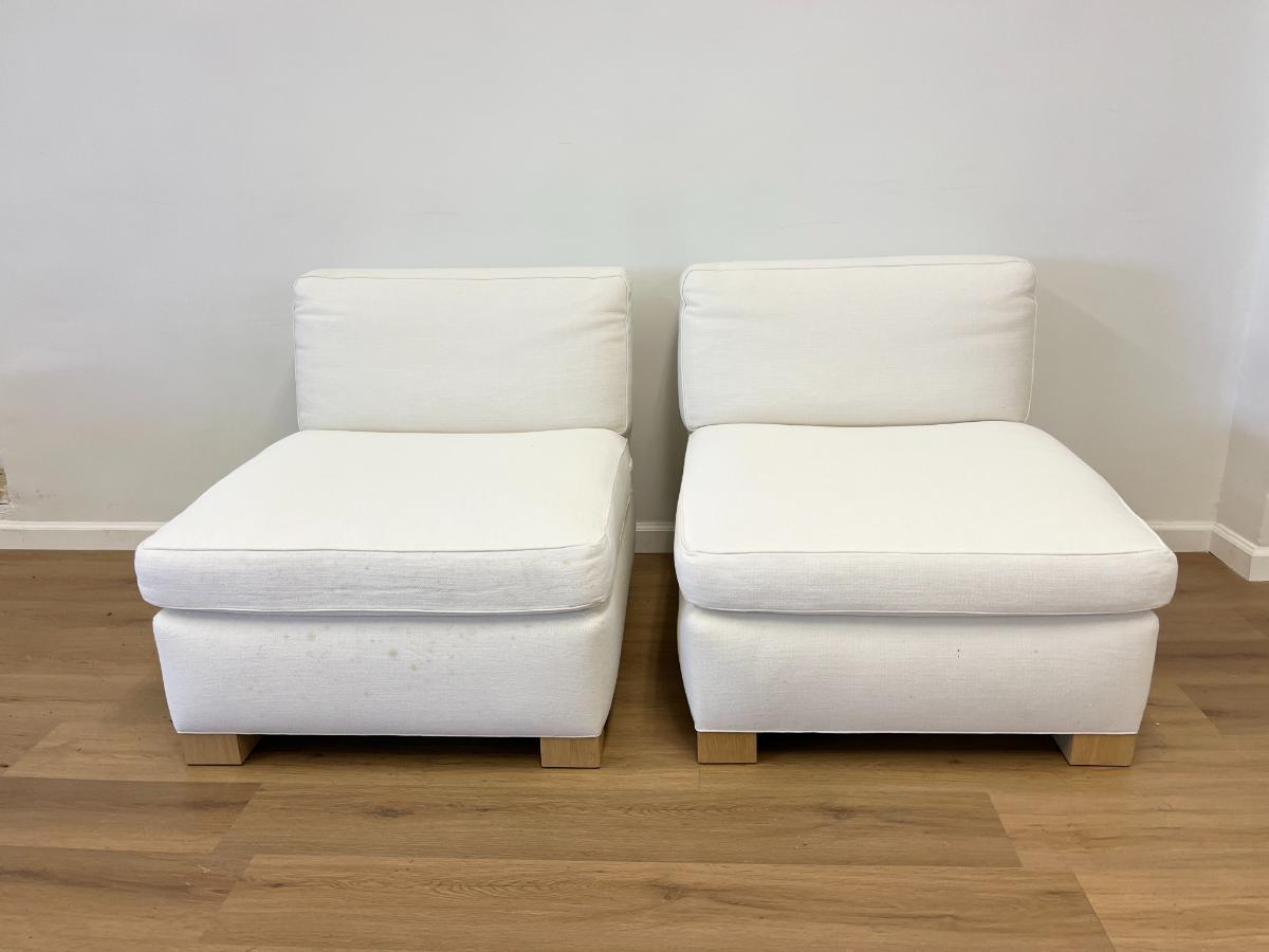 White Slipper Chairs, Pair