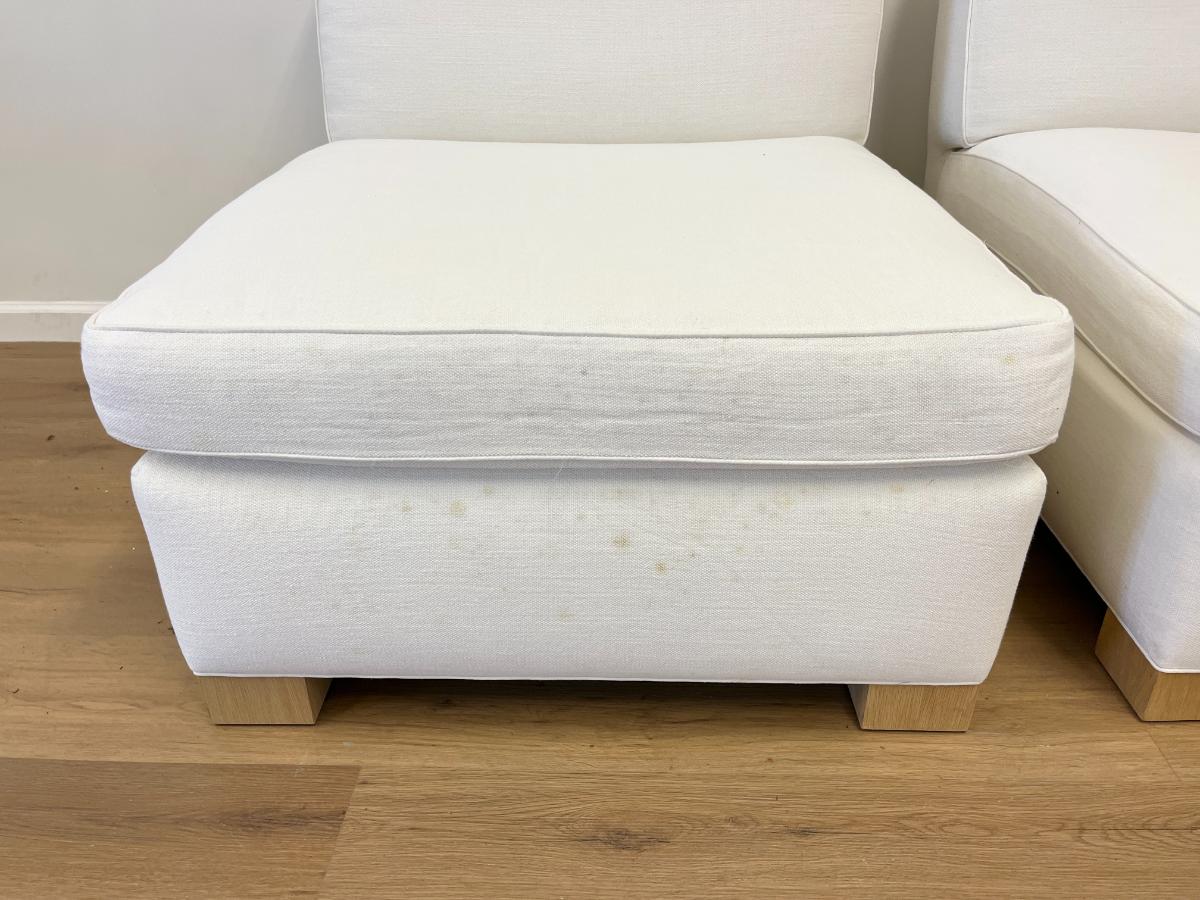 White Slipper Chairs, Pair