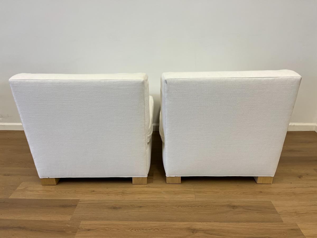 White Slipper Chairs, Pair