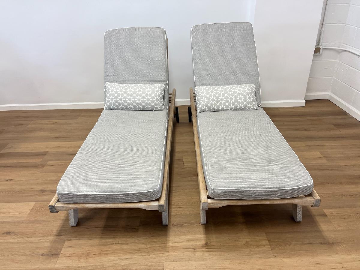 Barlow Tyrie Classic Chaise Lounges with Drink Trays, Pair (1 of 2)