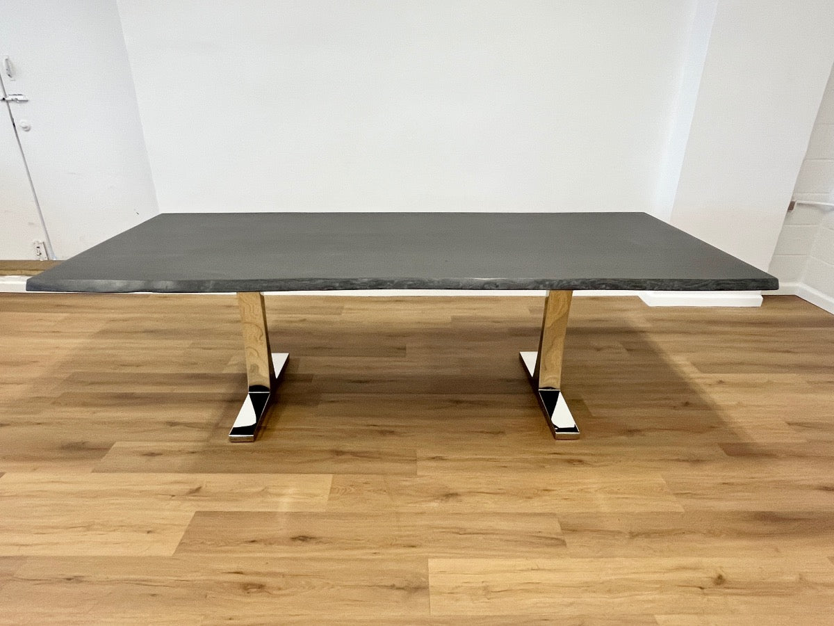 Square Roots Live Edge Stained Black Dining Table