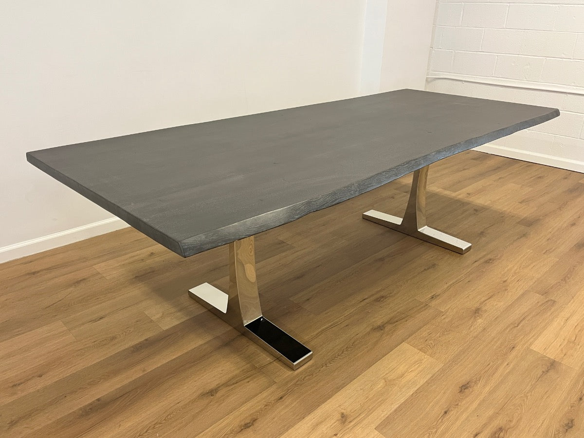 Square Roots Live Edge Stained Black Dining Table