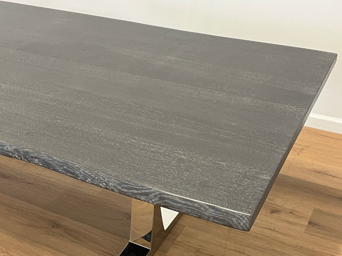 Square Roots Live Edge Stained Black Dining Table