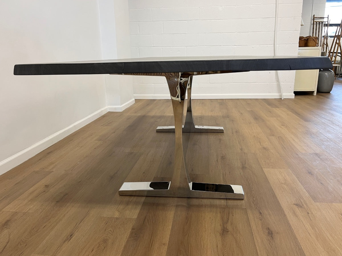 Square Roots Live Edge Stained Black Dining Table