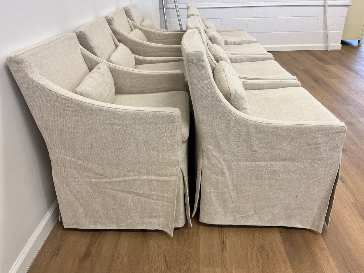 Restoration Hardware Low Belgian Slipcovered Arm Chairs, Set of 8