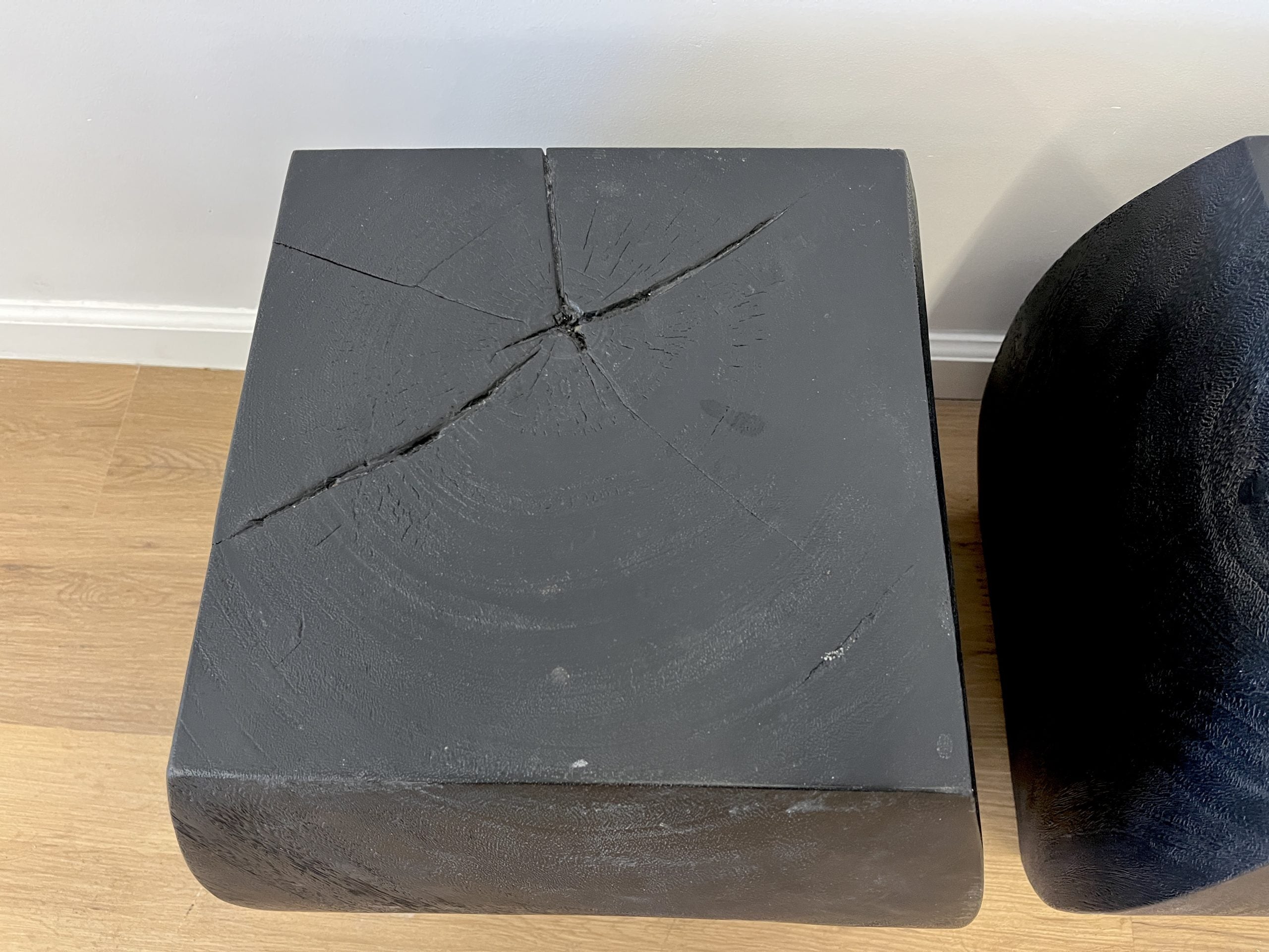 Grove Black Wooden Accent Stools, Pair