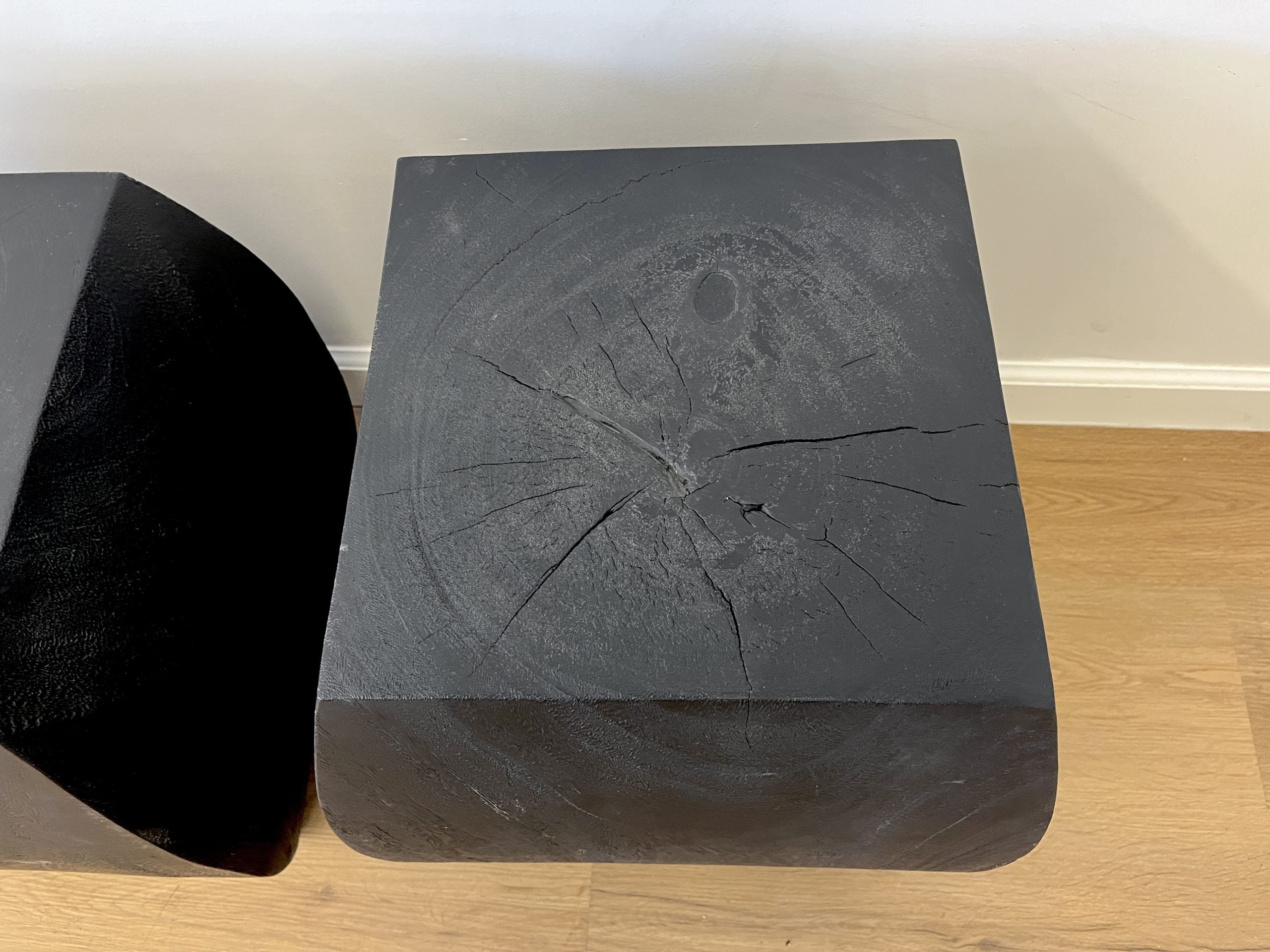 Grove Black Wooden Accent Stools, Pair