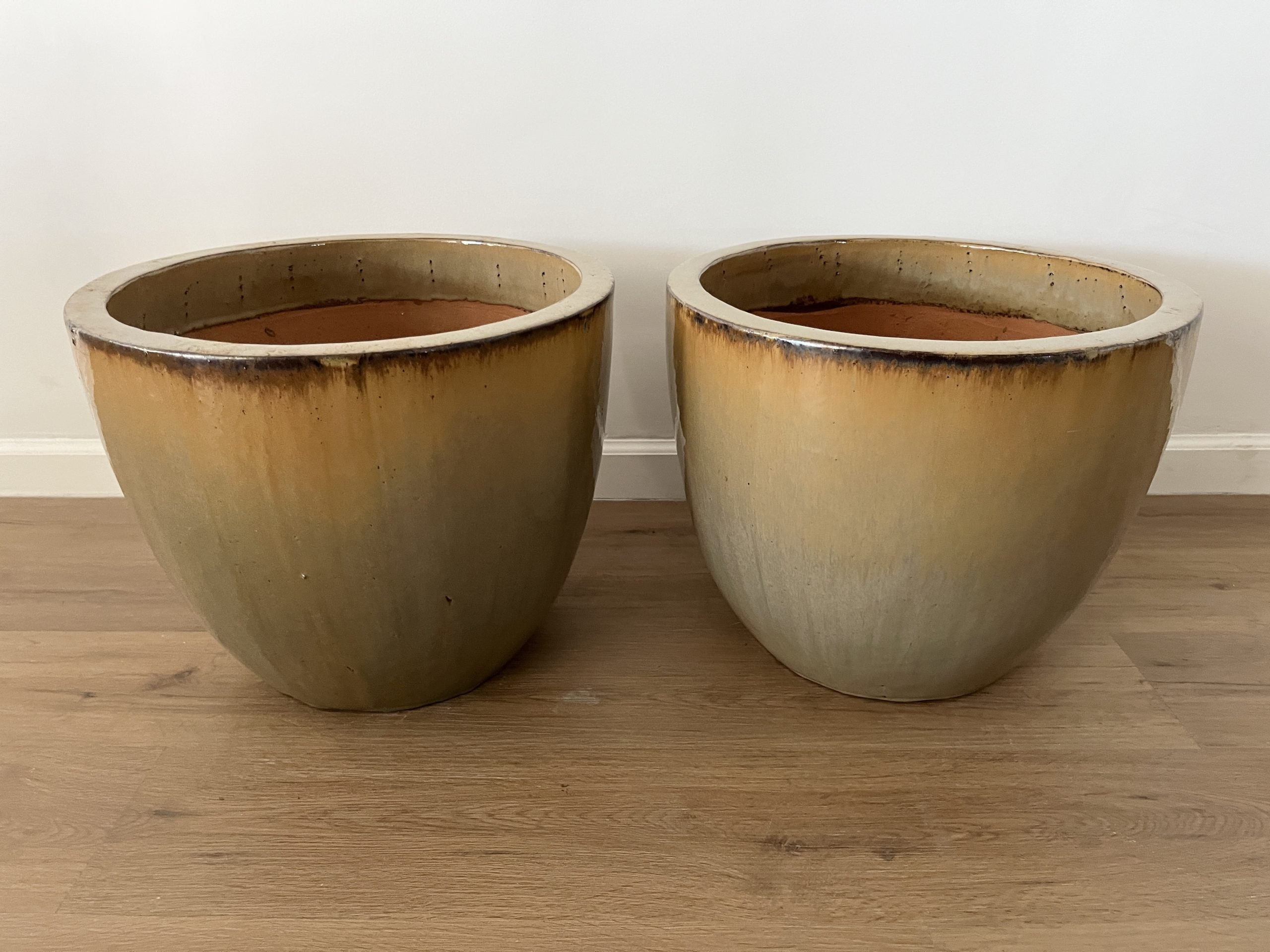 Glazed Planters, Pair