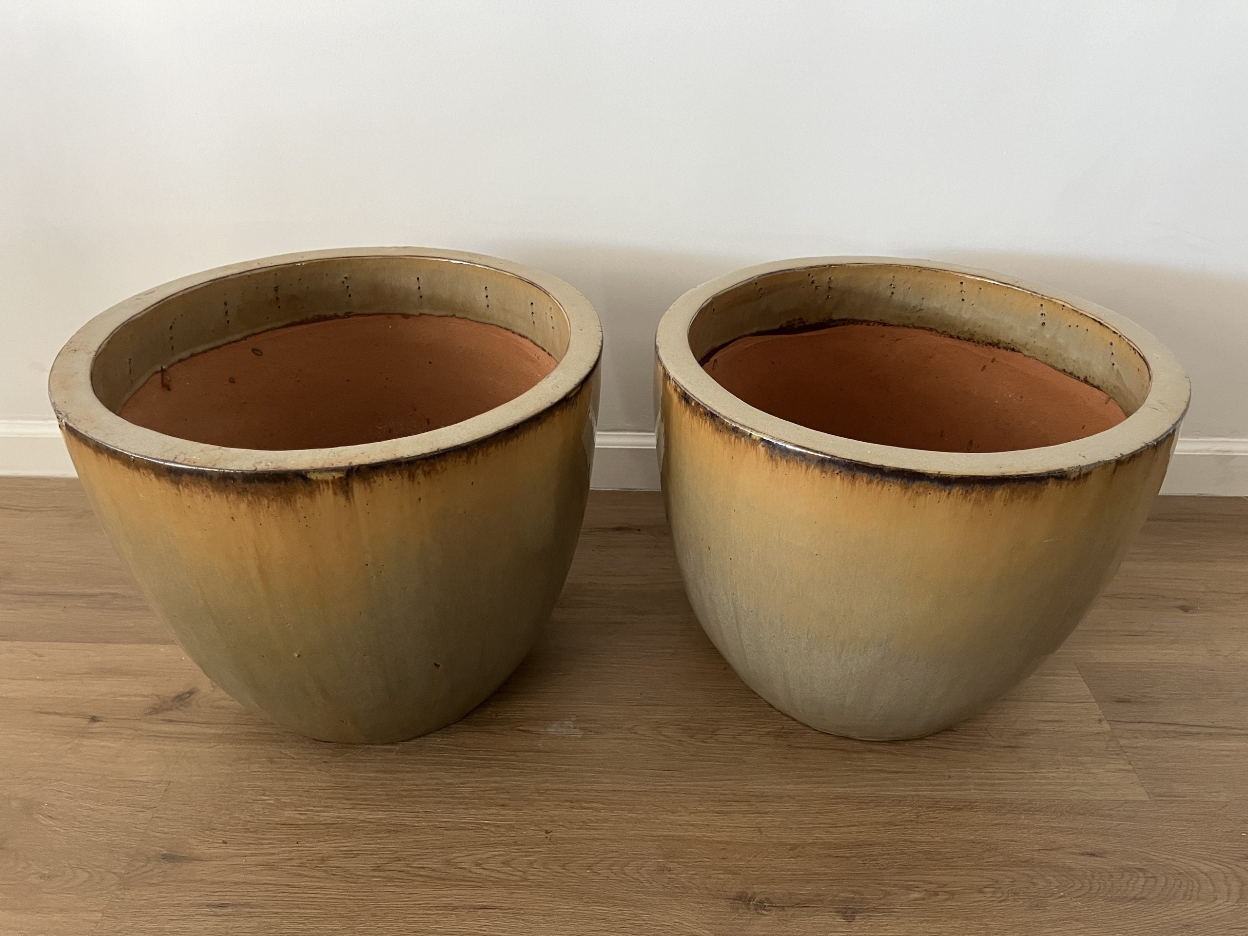 Glazed Planters, Pair
