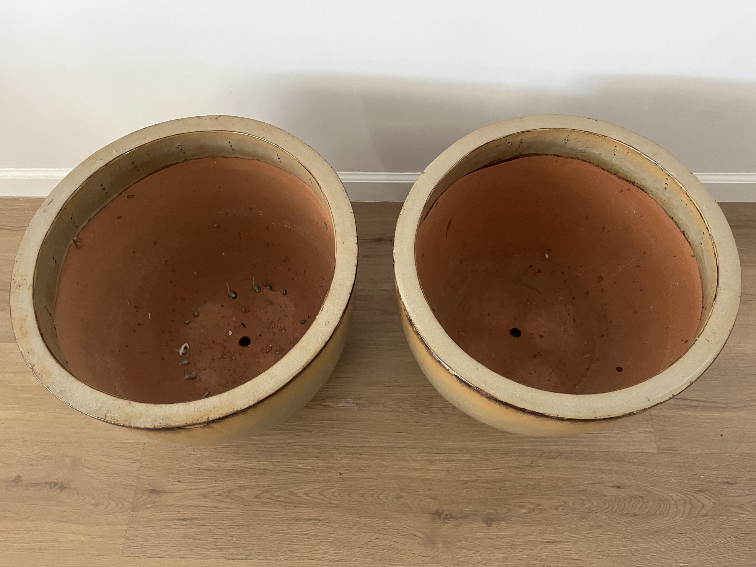 Glazed Planters, Pair
