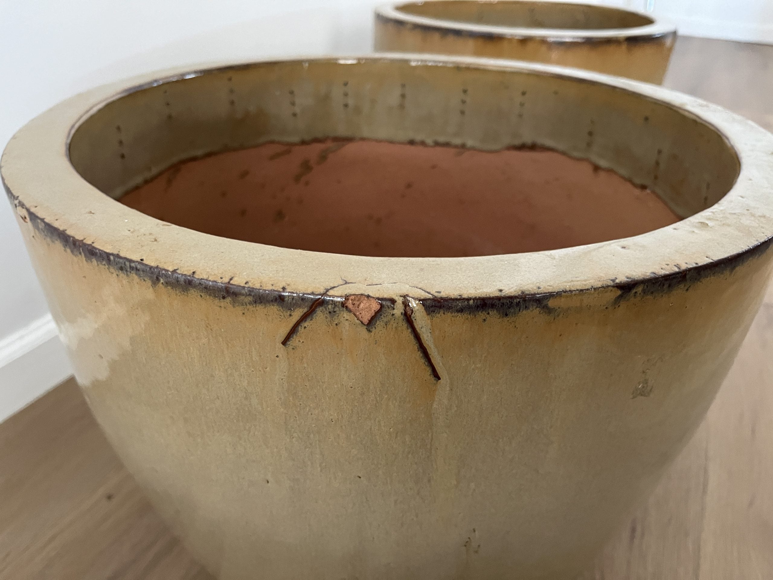 Glazed Planters, Pair