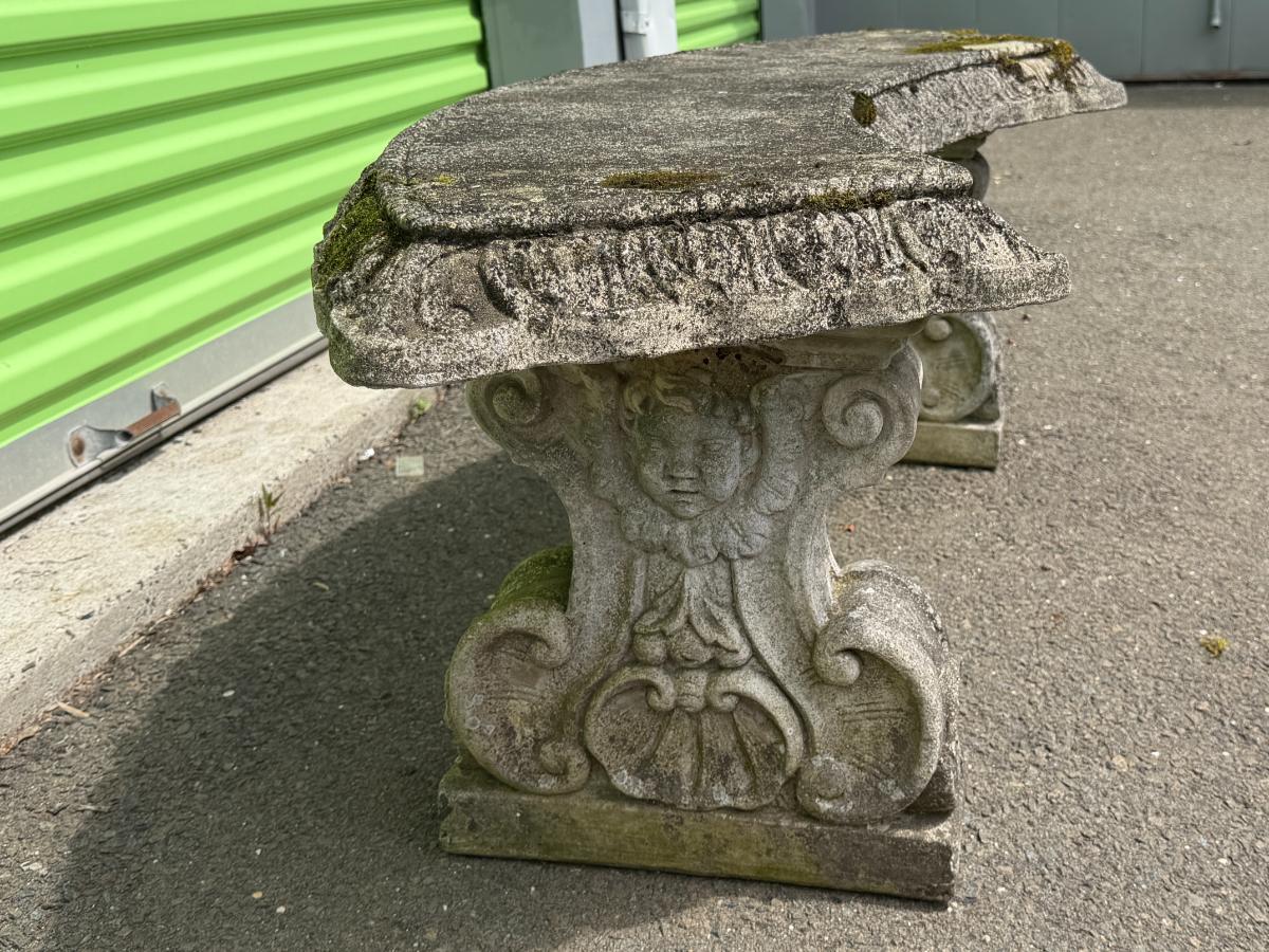 Campania Curved Cement Garden Bench