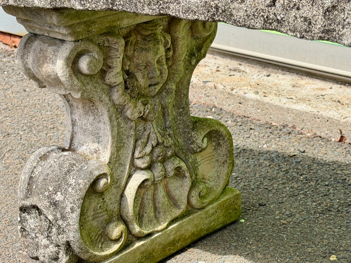 Campania Curved Cement Garden Bench