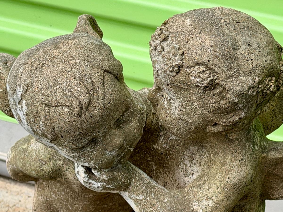 Two Cherubs Whispering Secrets Garden Statue
