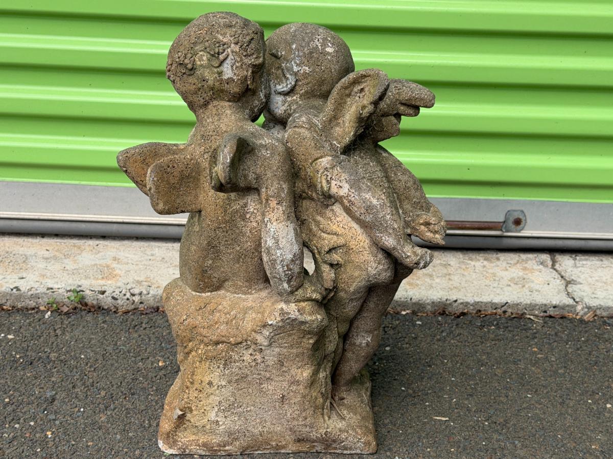 Two Cherubs Whispering Secrets Garden Statue