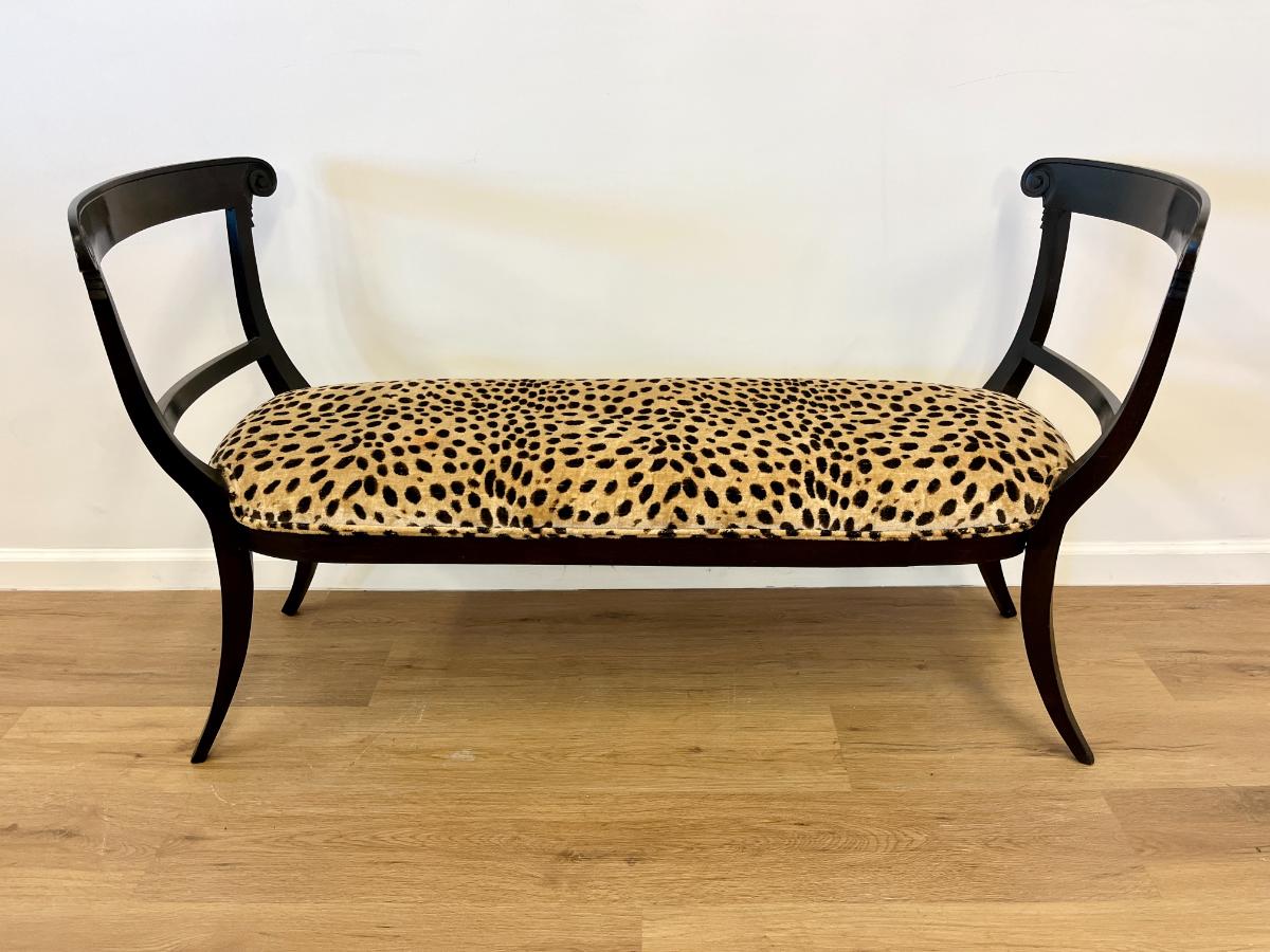 Vintage Hollywood Regency Custom Upholstered Bench