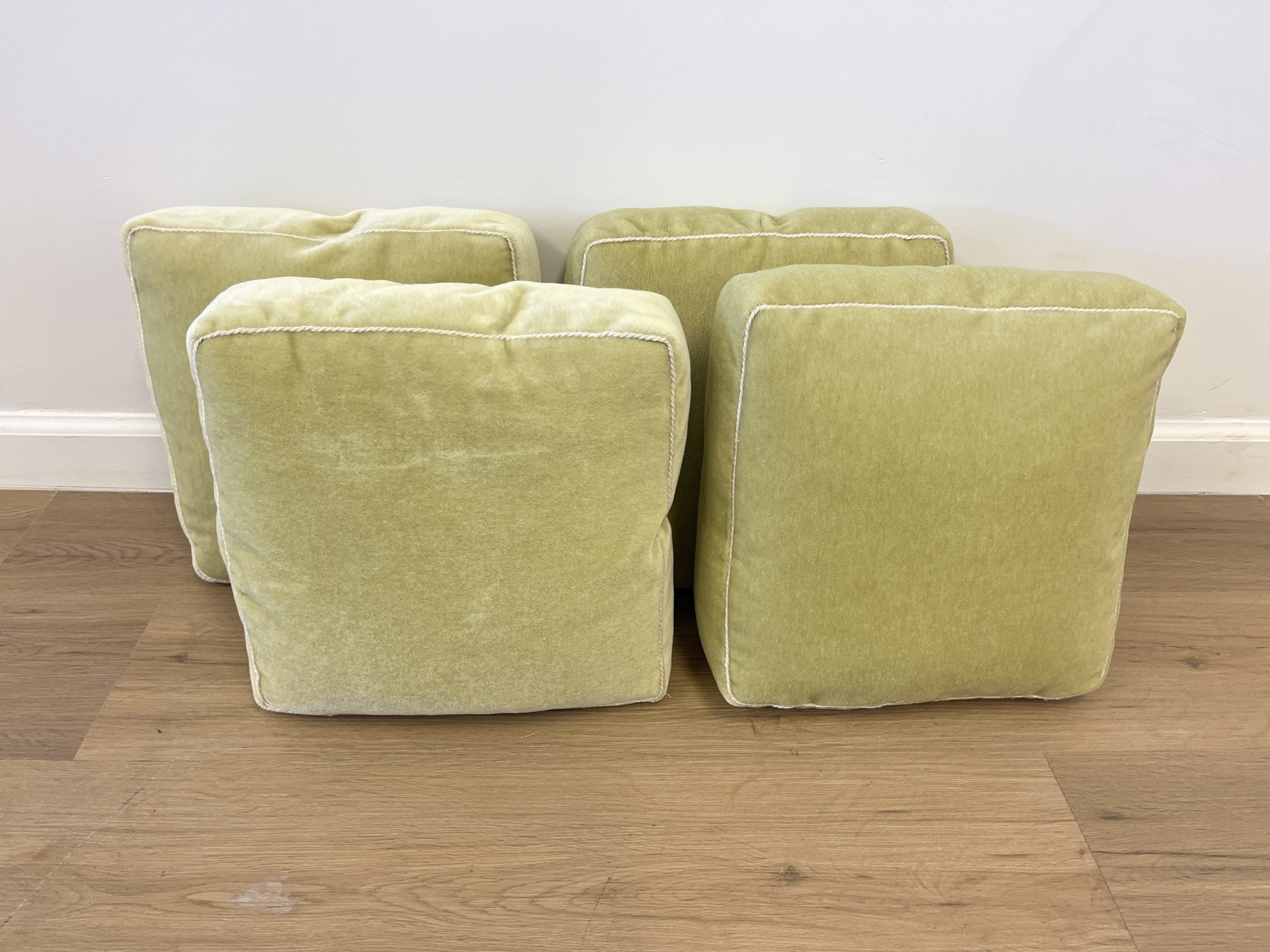 Custom Chartreuse Mohair Pillows, Set of 4