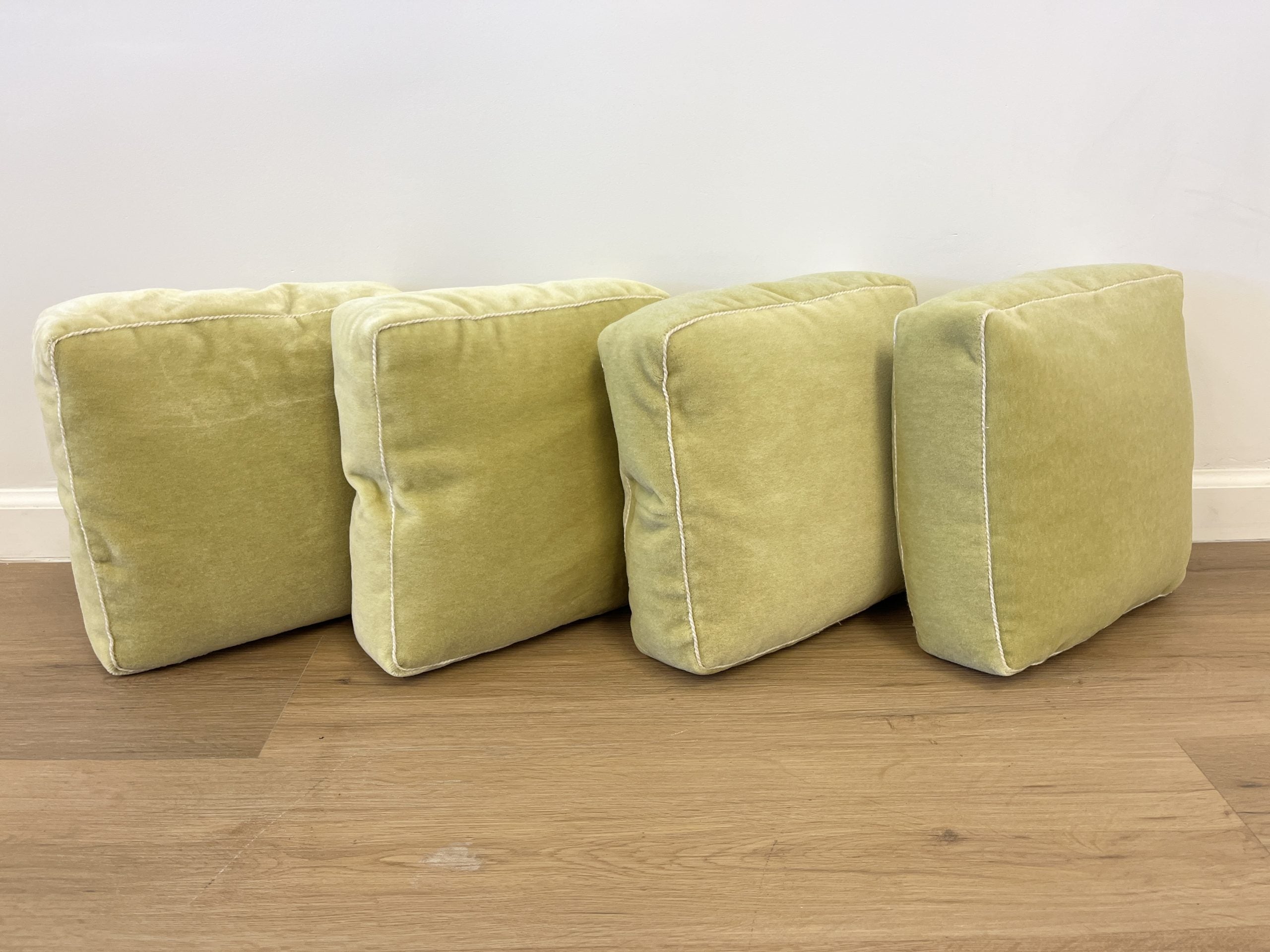Custom Chartreuse Mohair Pillows, Set of 4
