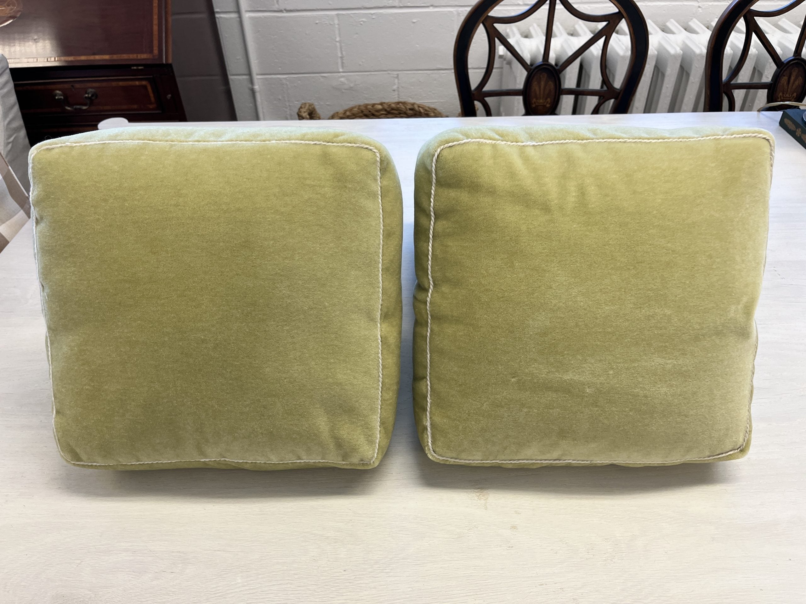 Custom Chartreuse Mohair Pillows, Set of 4