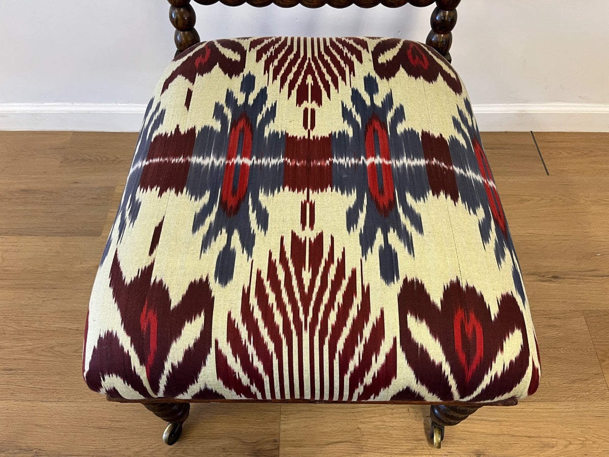 Vintage Bobbin Slipper Chair in Pierre Frey Silk