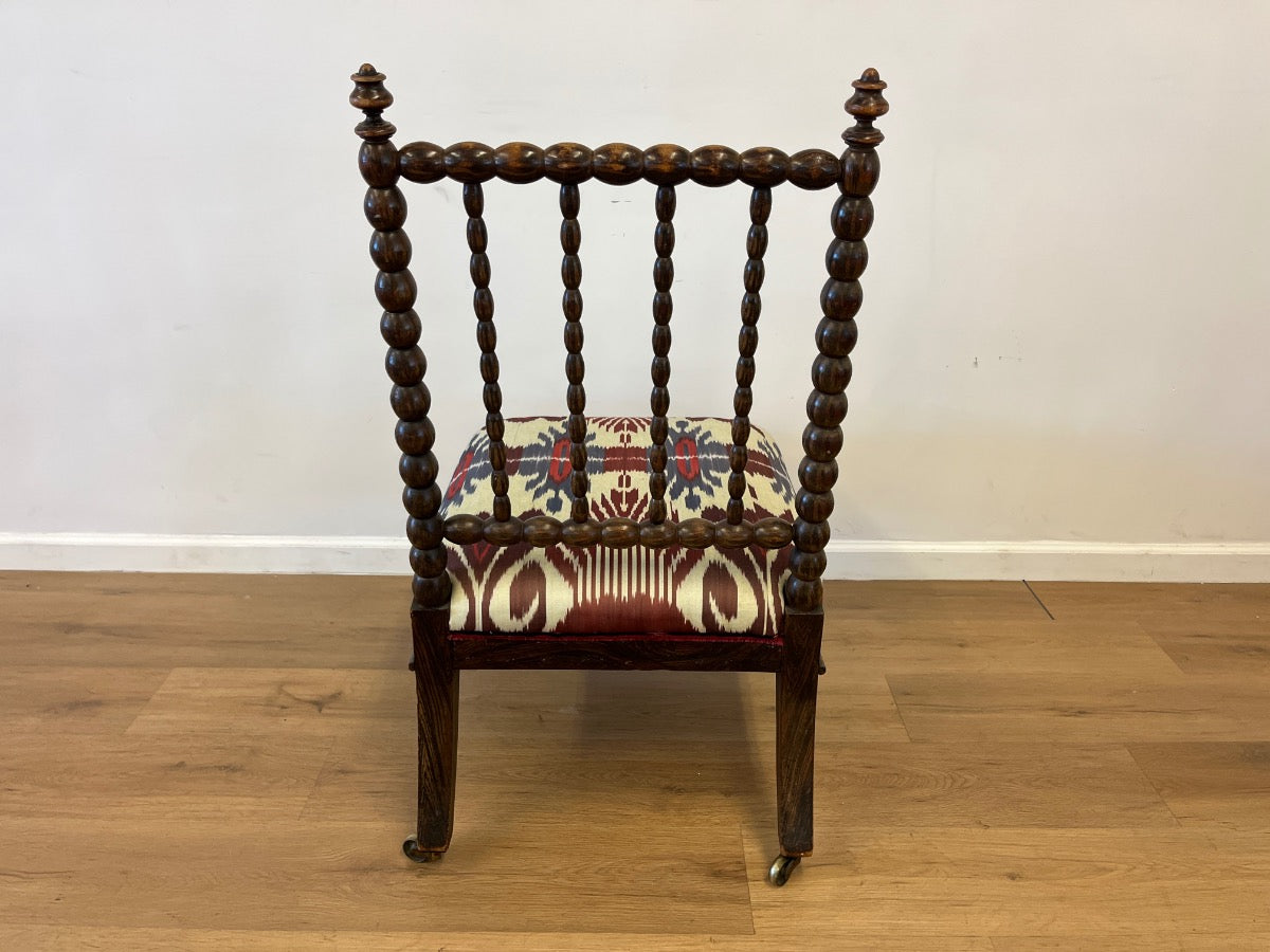 Vintage Bobbin Slipper Chair in Pierre Frey Silk