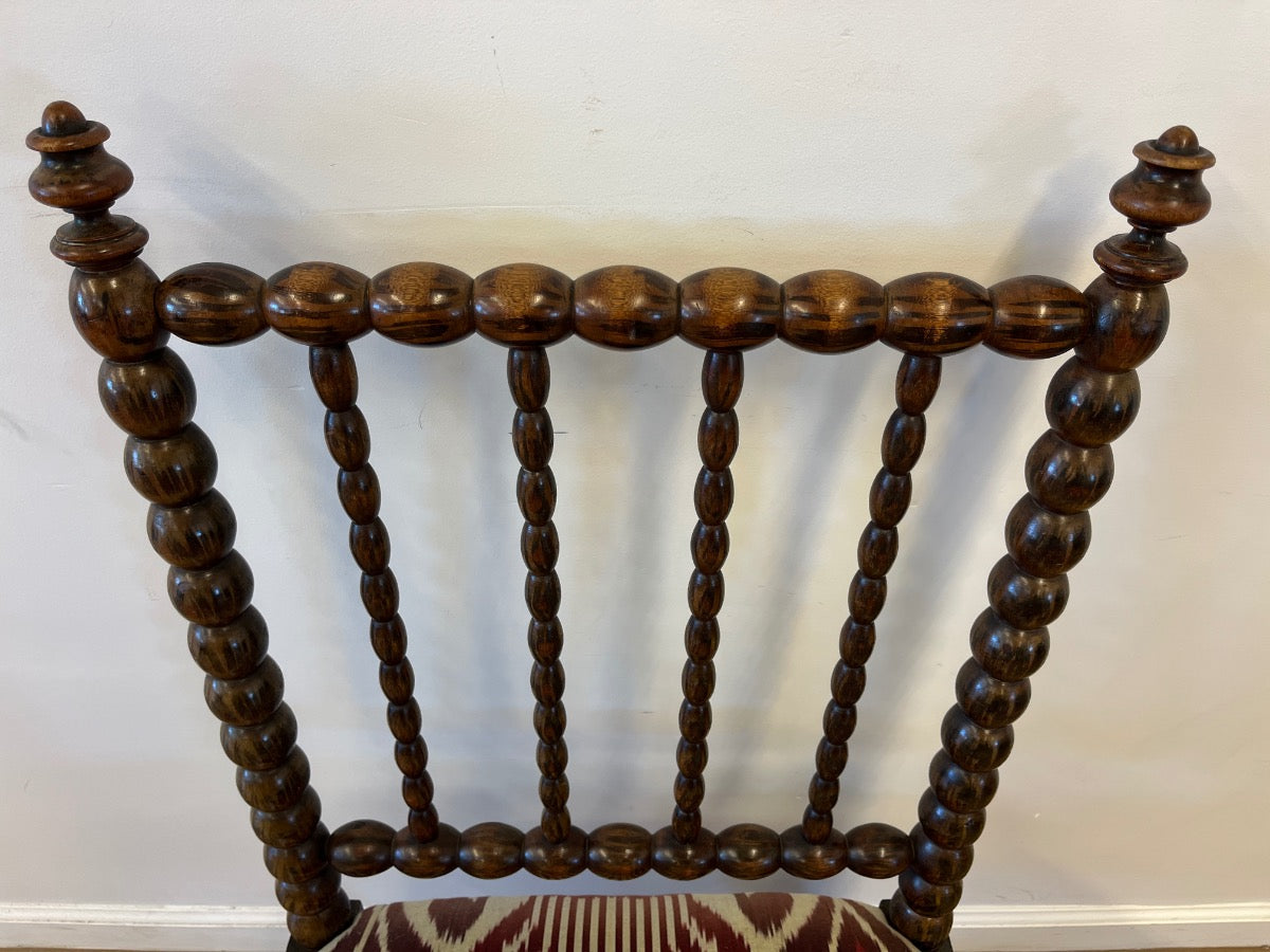 Vintage Bobbin Slipper Chair in Pierre Frey Silk