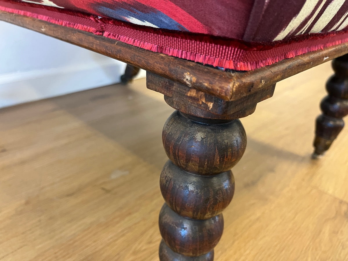 Vintage Bobbin Slipper Chair in Pierre Frey Silk