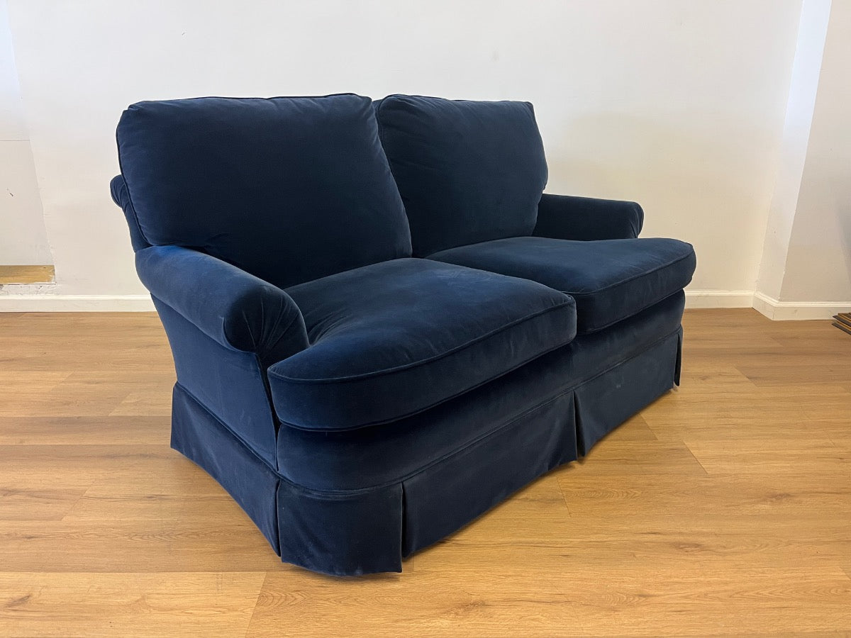 Baker Blue Velvet Loveseat, 1 of 2