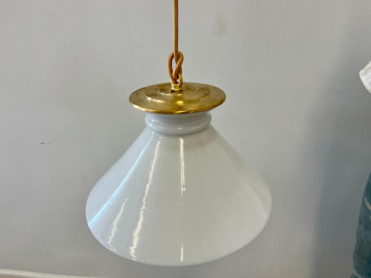 Vintage French Opaline Pendants, Pair