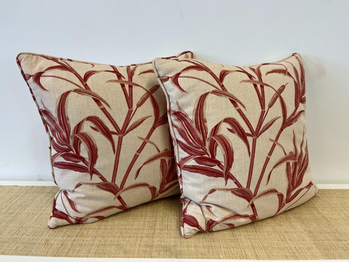 Custom Botanical Print Pillows, Pair