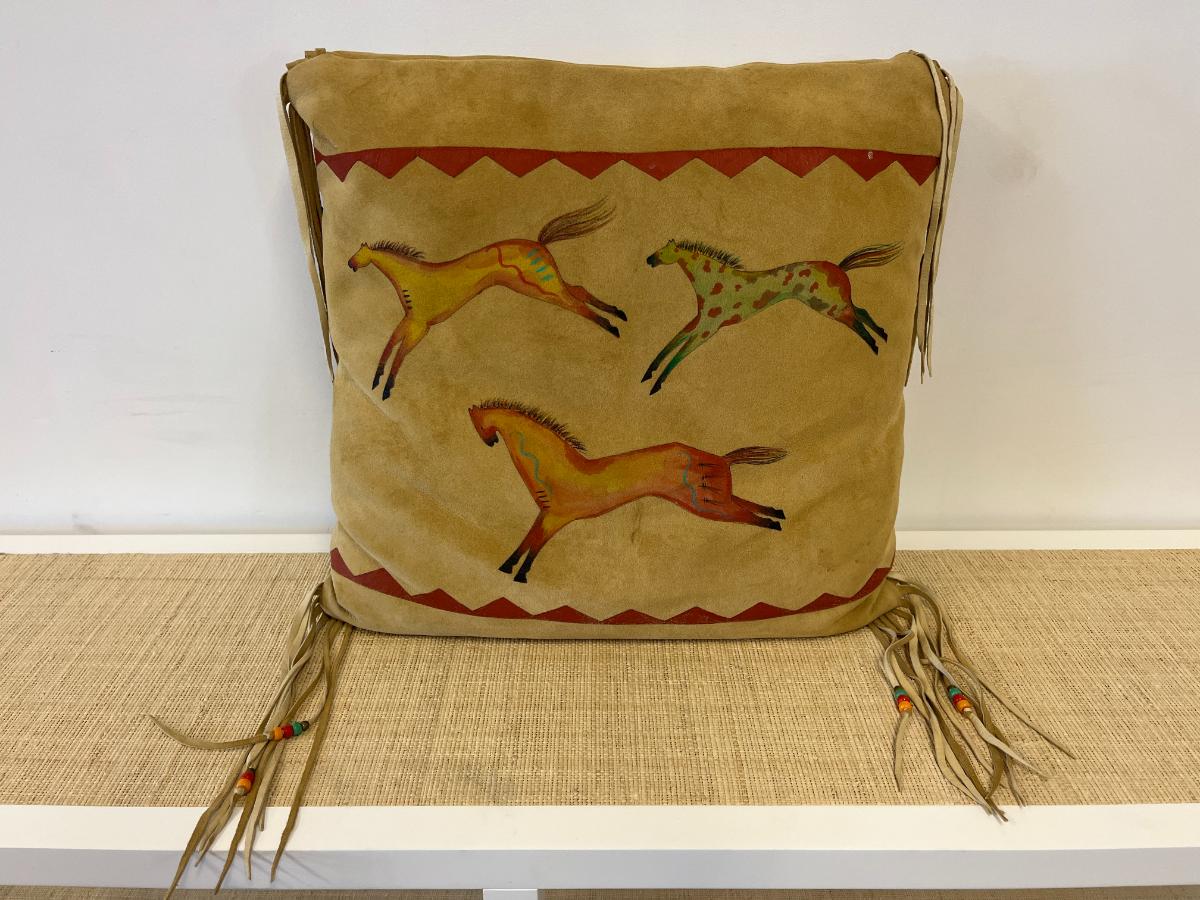 Suede Fringed Western Pillow