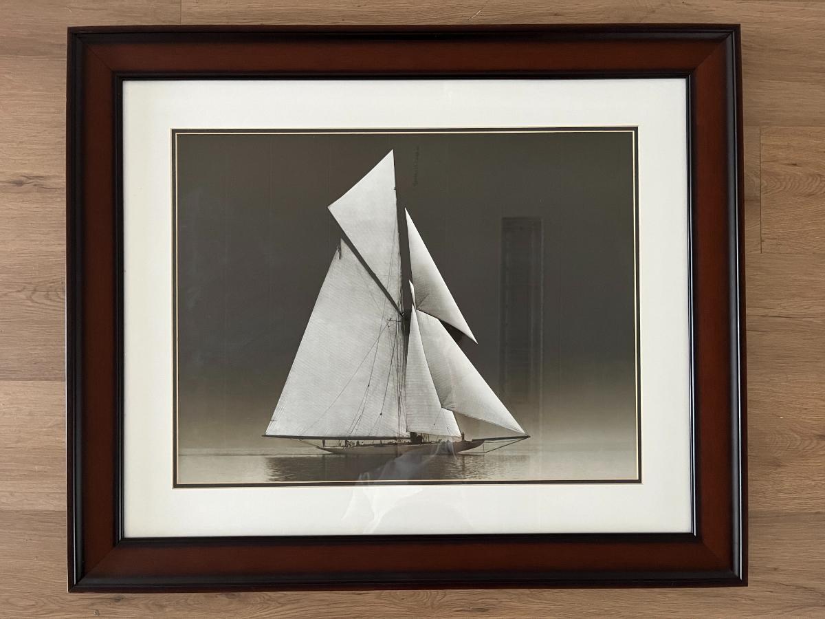 Grand-Scale Gilded Age Framed Yacht Art Prints from Adrien Linford, Set of 4