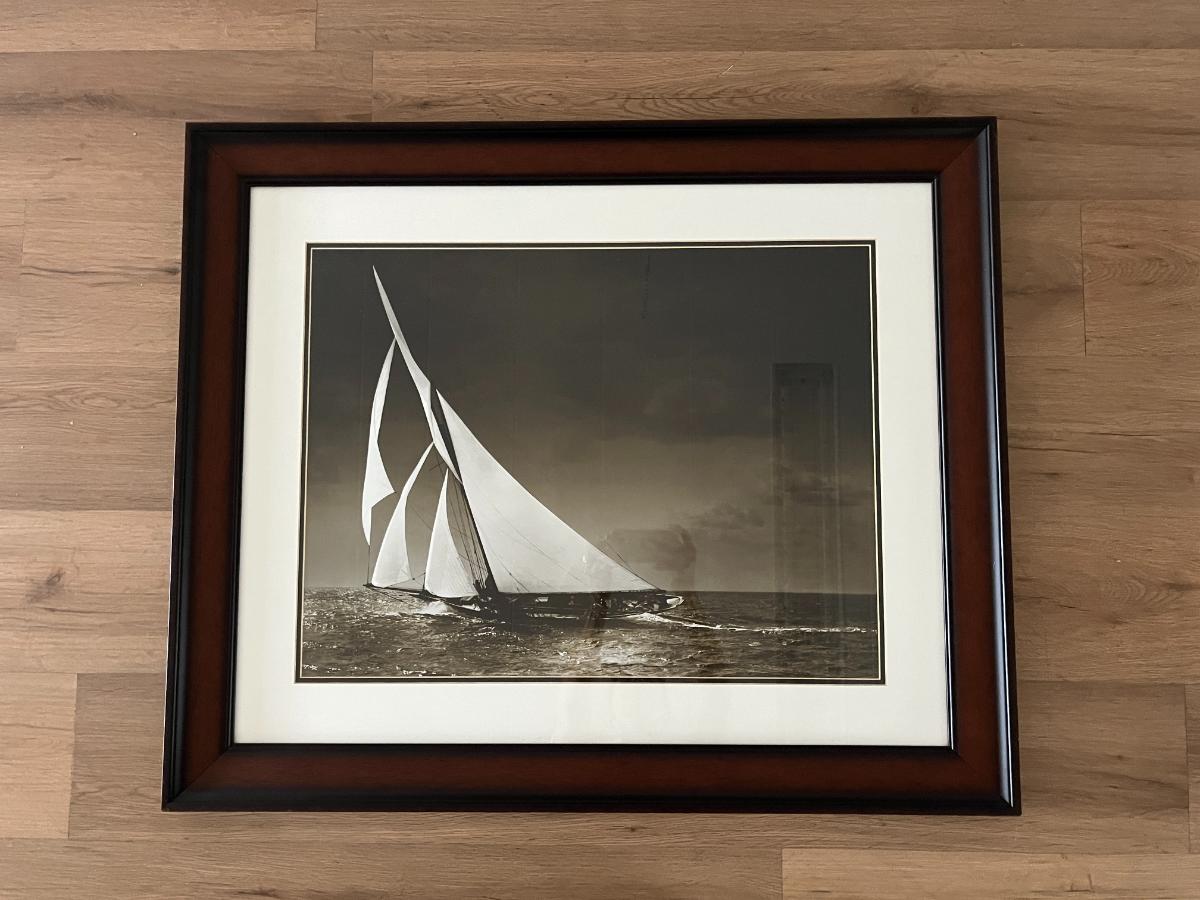 Grand-Scale Gilded Age Framed Yacht Art Prints from Adrien Linford, Set of 4