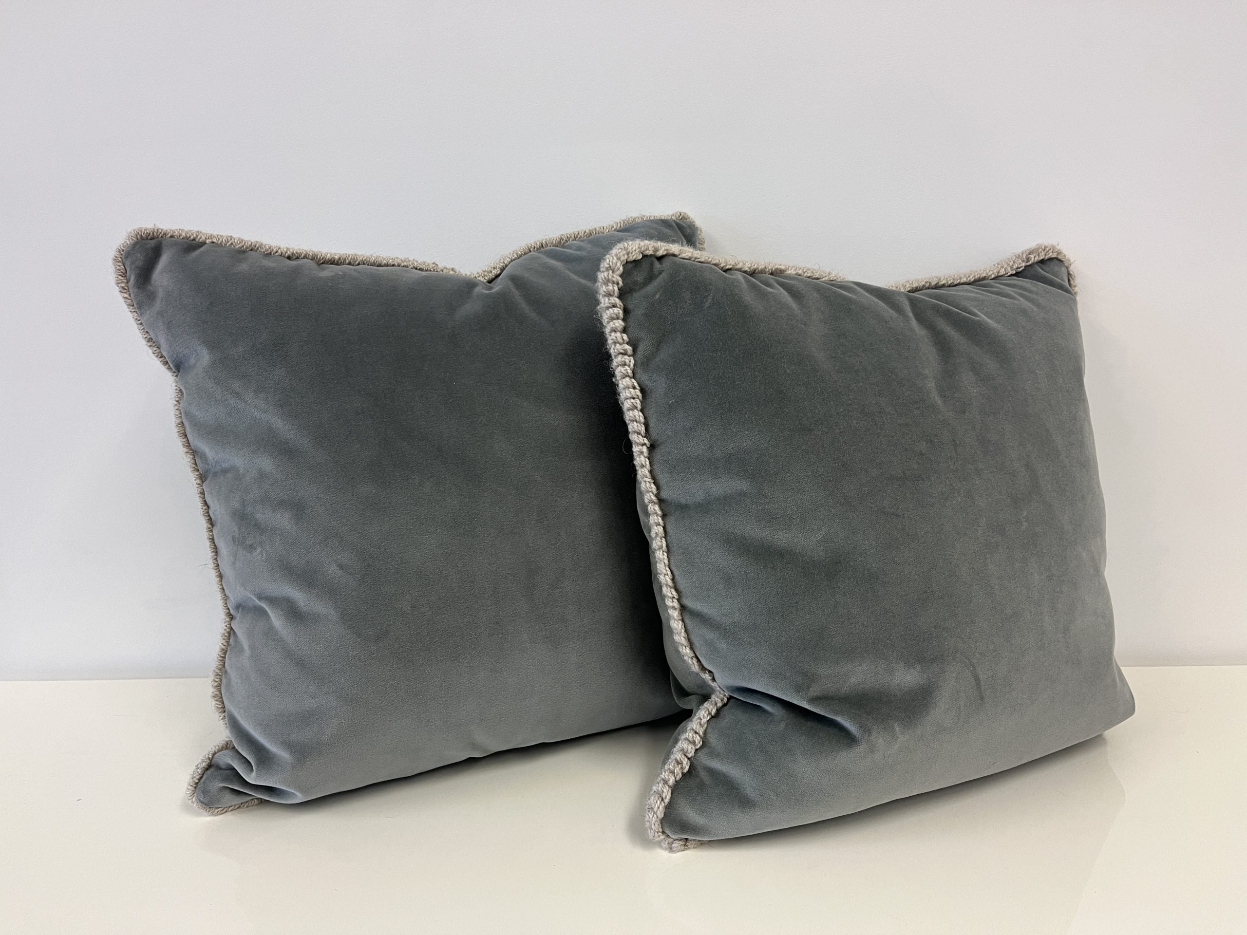 Restoration Hardware Blue Velvet Pillows, Pair