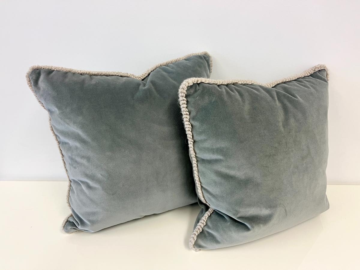 Restoration Hardware Blue Velvet Pillows, Pair