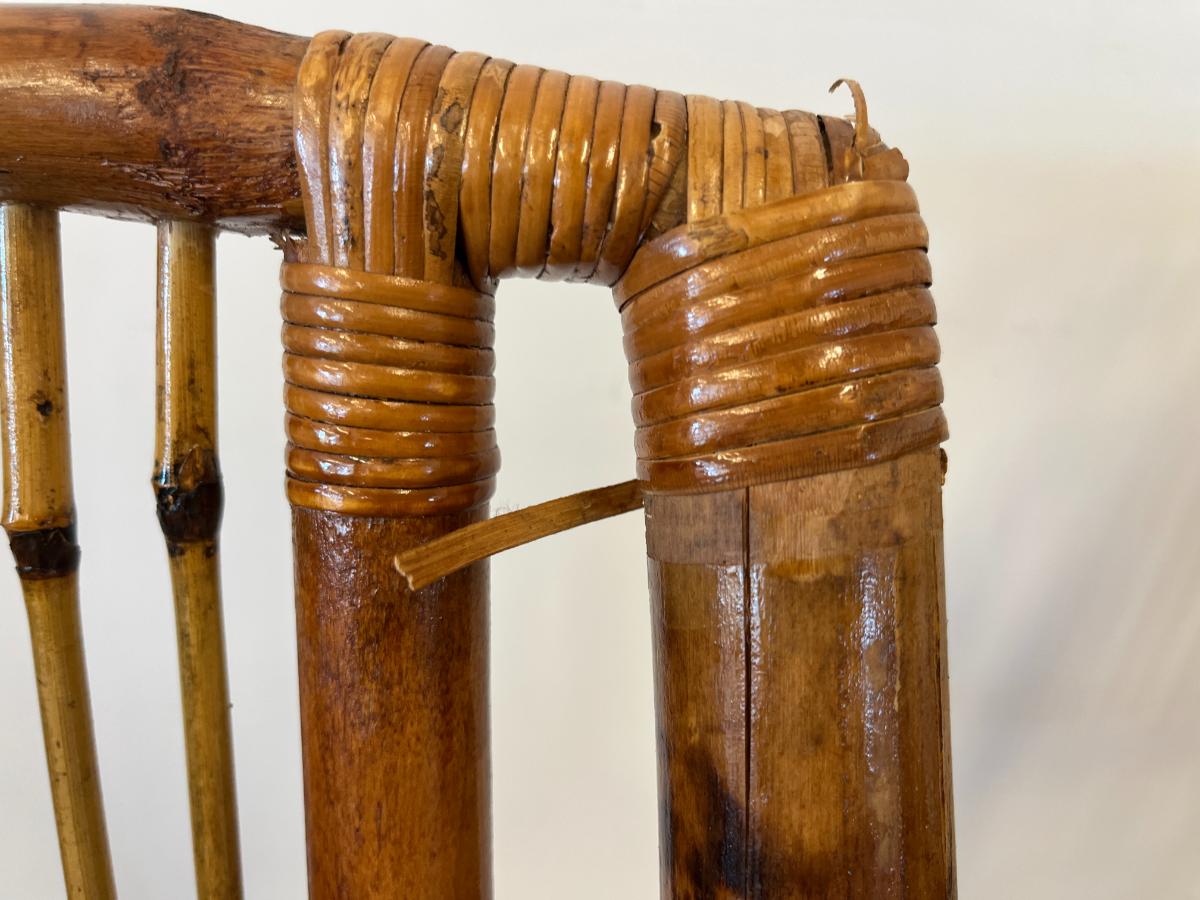 Vintage Bamboo Folding Chairs, Pair