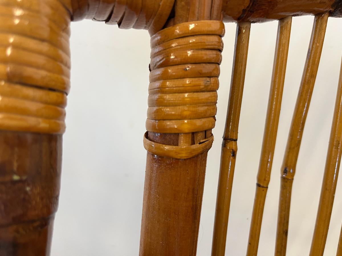 Vintage Bamboo Folding Chairs, Pair