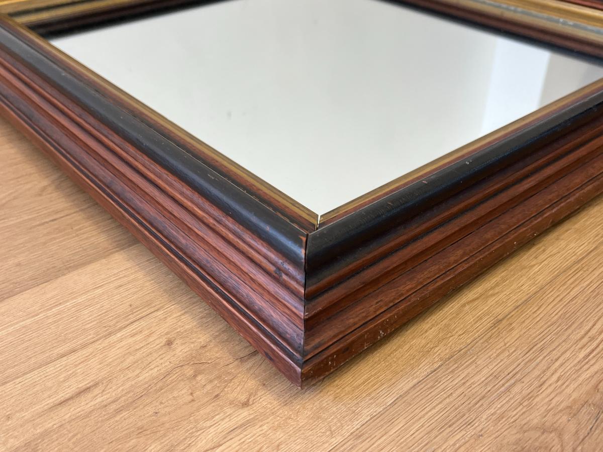Mahogany Wood Mirror with Gold Inset