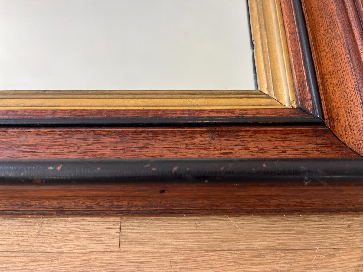 Mahogany Wood Mirror with Gold Inset