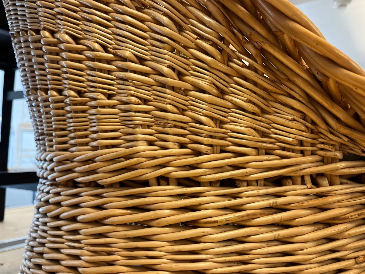 Wicker Tub Chair with Custom Cushion in Lee Jofa Hollyhock