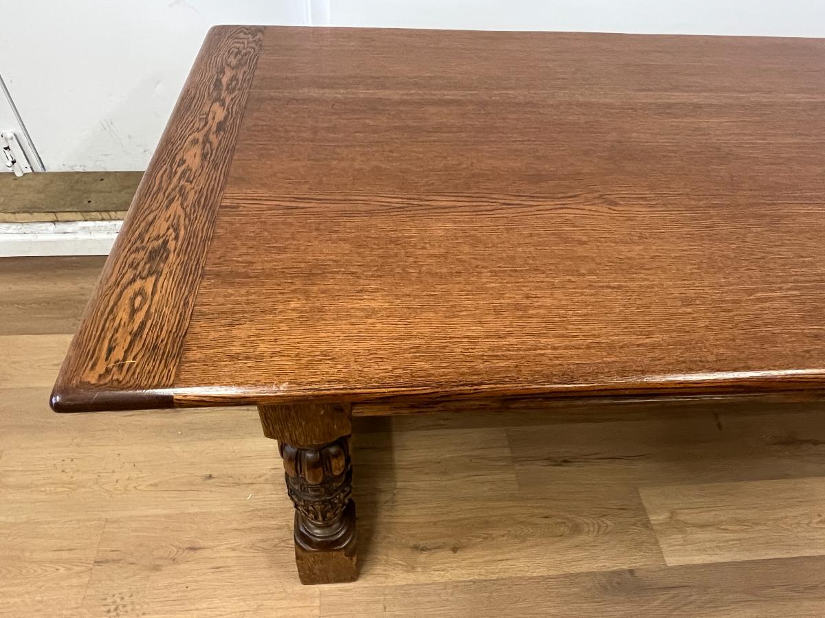 Antique Oak Refectory Table with Carved Legs