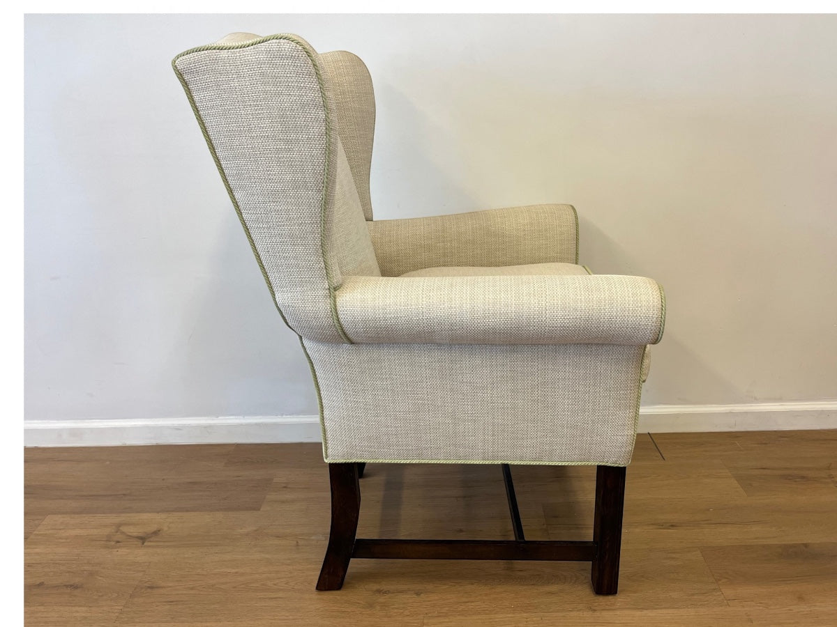 Custom Upholstered Ladies Chippendale Wing Chair