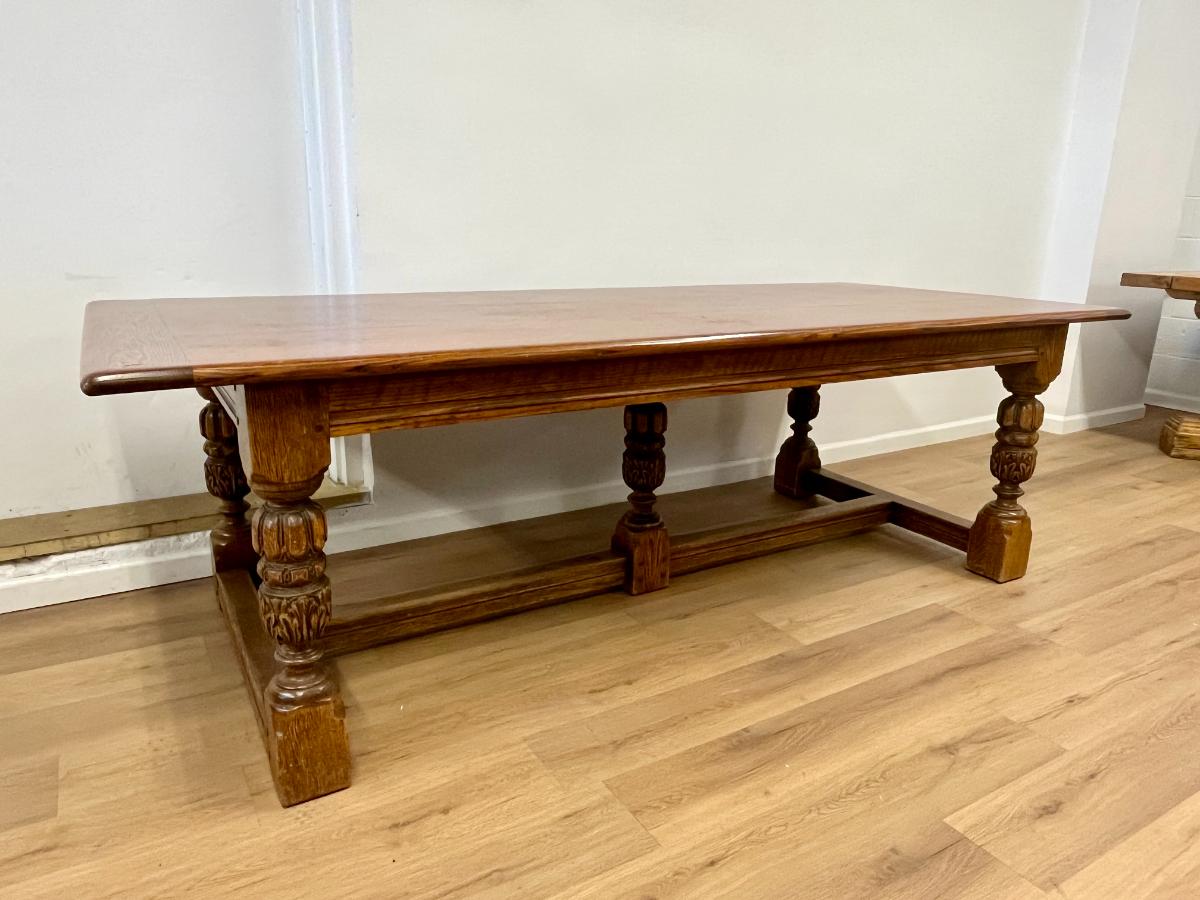 Antique Oak Refectory Table with Carved Legs