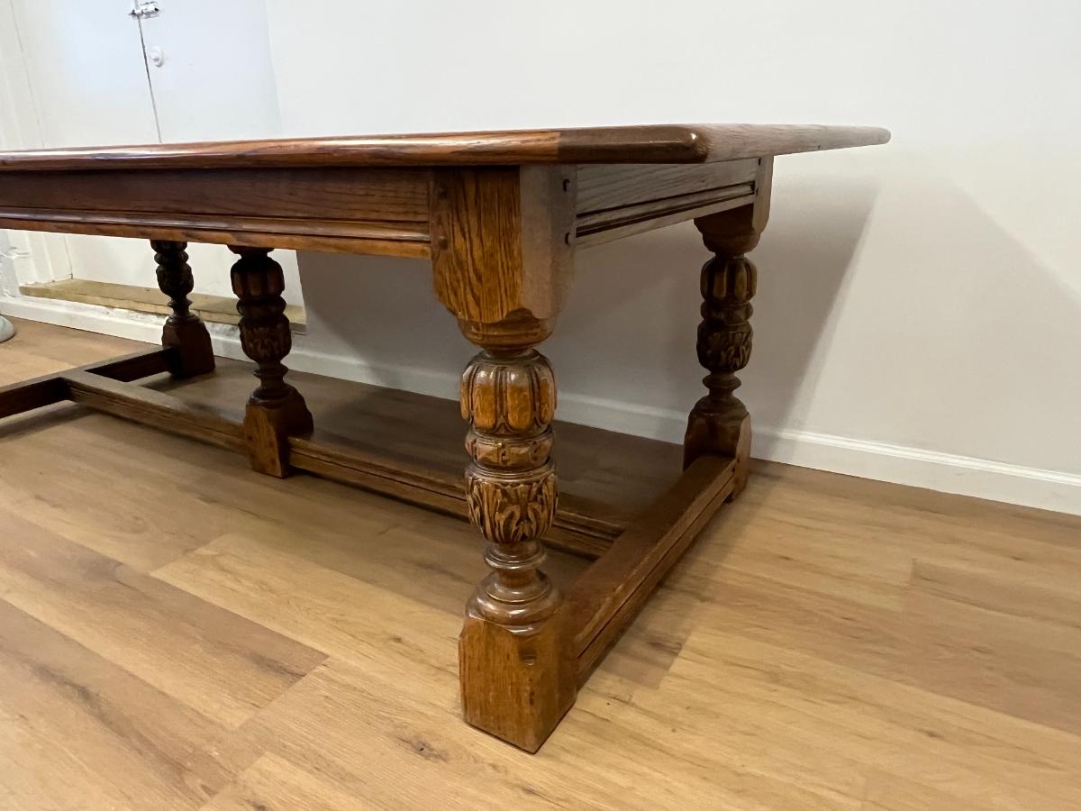 Antique Oak Refectory Table with Carved Legs
