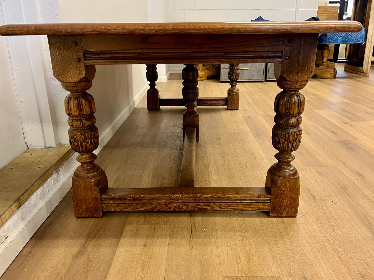 Antique Oak Refectory Table with Carved Legs