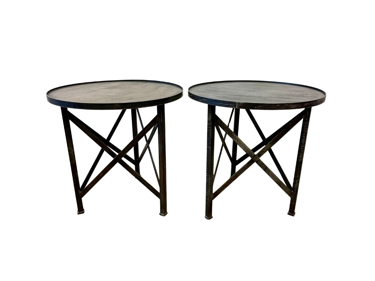 Round Steel Side Tables from Lillian August, Pair