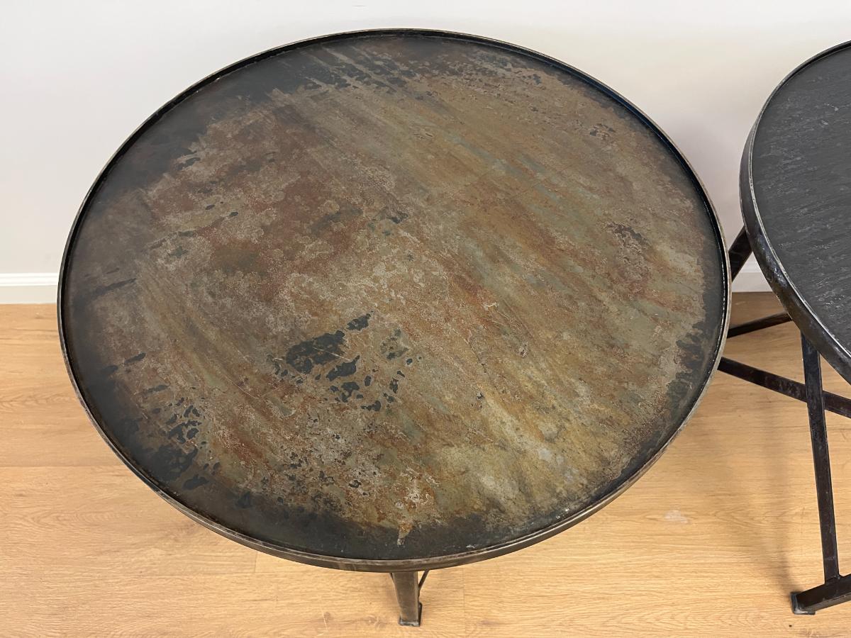 Round Steel Side Tables from Lillian August, Pair