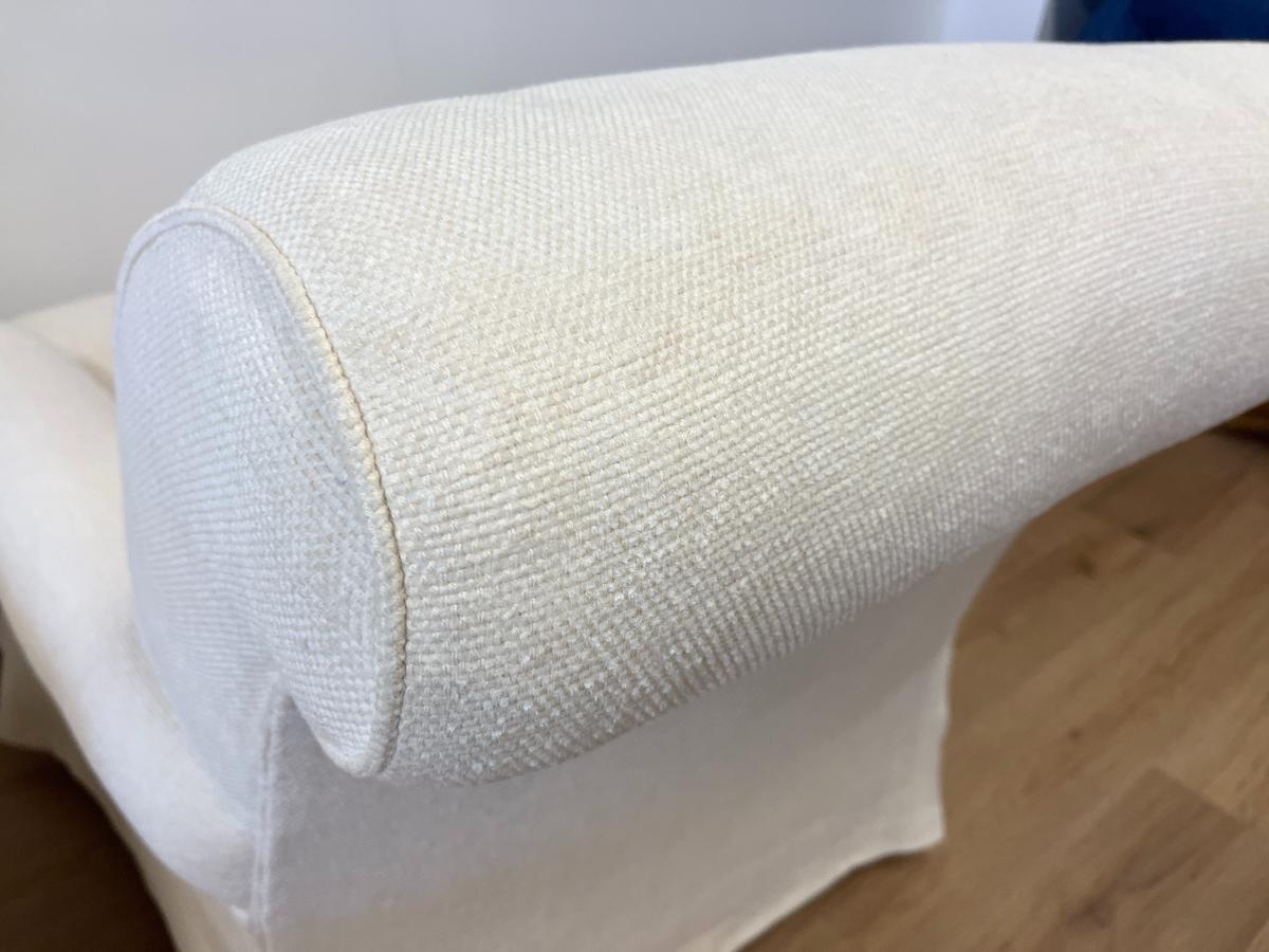 Jonas Ivory Skirted Lounge Chairs & Ottoman