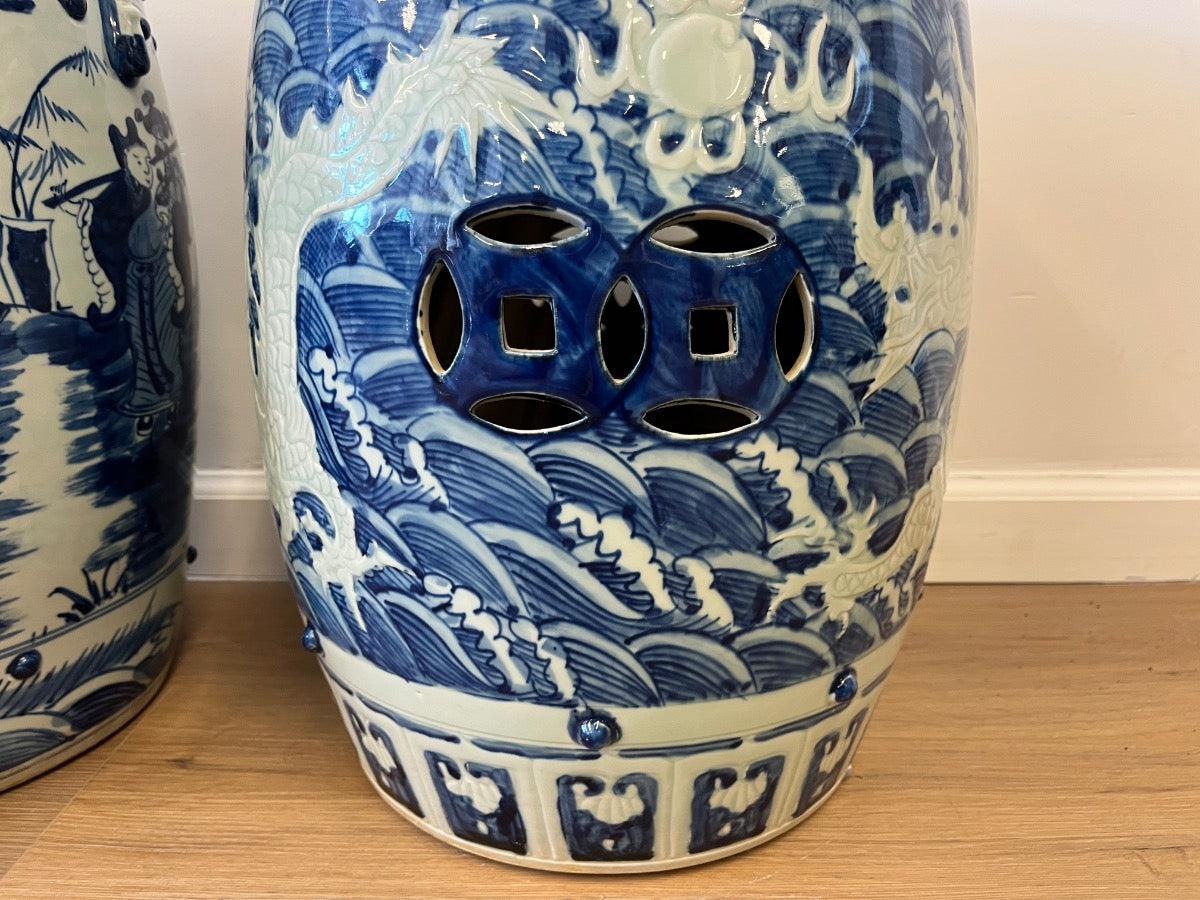Blue and White Garden Stools